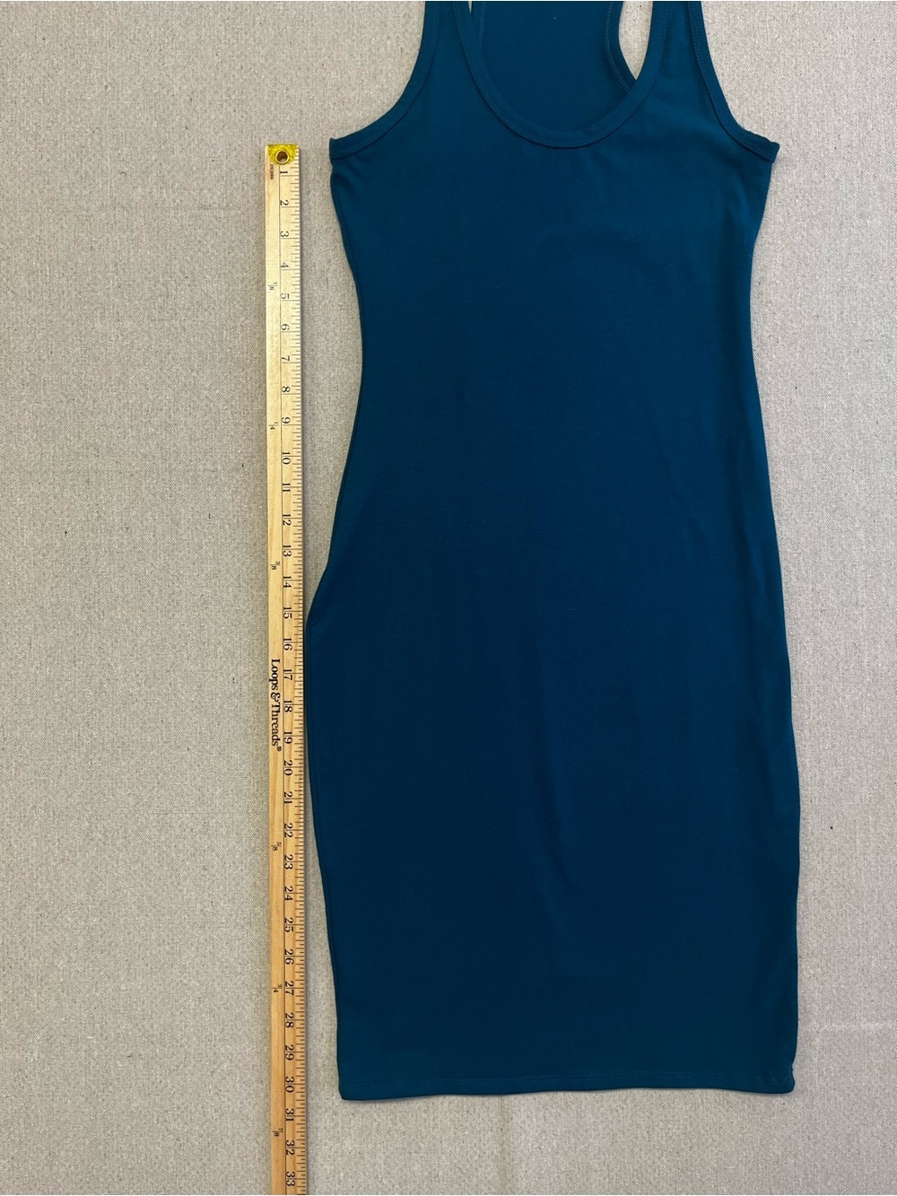 LA CLEF Teal Racerback Midi Dress Medium Bodycon Stretch USA - Picture 6 of 9